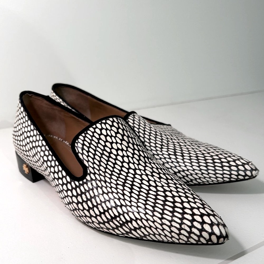 Tory Burch Pascal Loafers- black and white snake skin